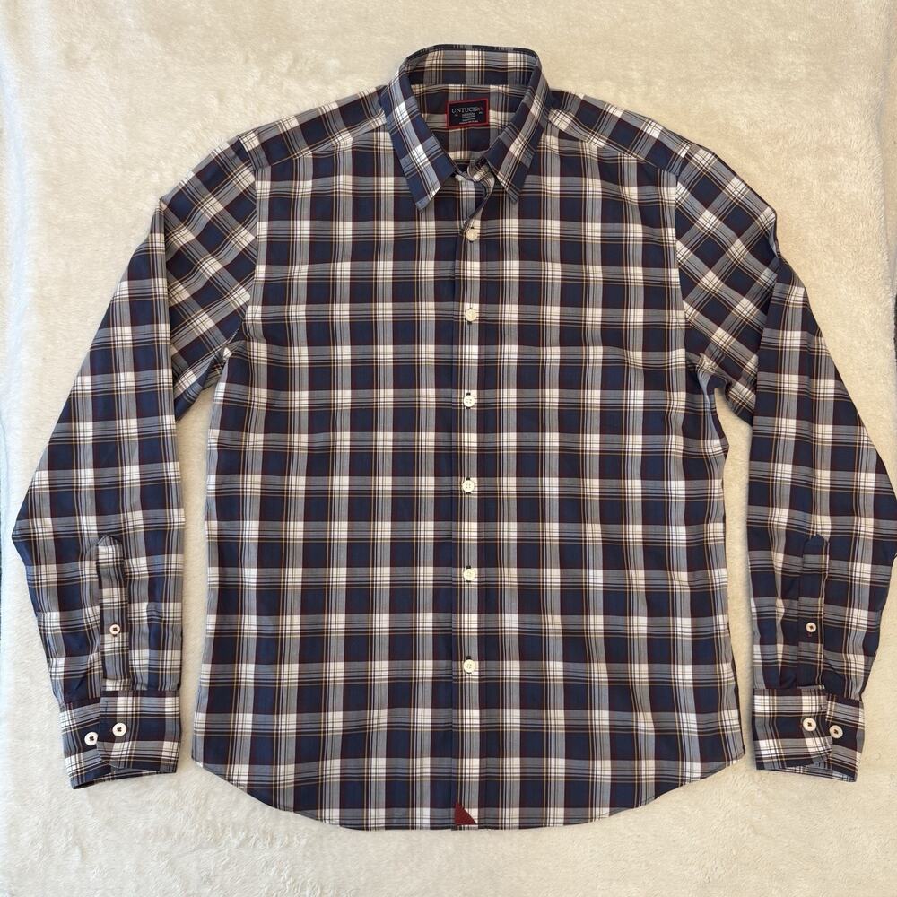 UNTUCKit BAROSSA WF Slim Fit Plaid Button-Up Long Sleeve Shirt SZ Medium